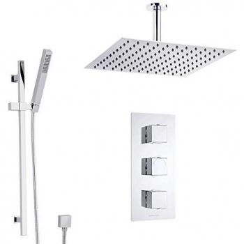 Hudson Reed Douche Encastrable Thermostatique Pommeau 30 cm & Douchette Design Cubique