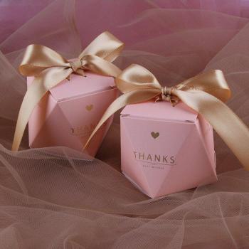 Wedding Candy Box with Ribbon for Chocolate Cookies Pink Baby Shower Supplies