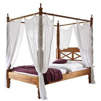 Letto a baldacchino in legno di palissandro oliato 180x200 cm NATURE BROWN #532
