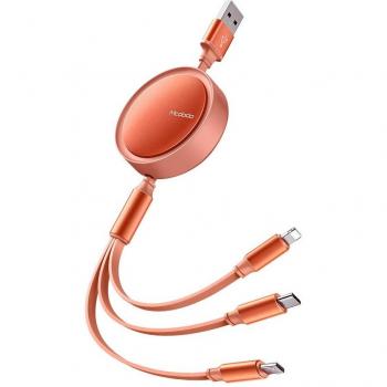 McDodo 3-in-1 Mobilekabel – iPhone, MicroUSB/USB‑C (ORANGE)