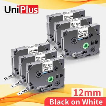 UniPlus 6PK FX231 12mm Black on White Label Tape