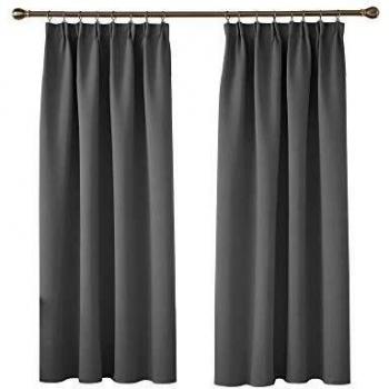 Deconovo Vorhang Kräuselband 138x117cm Hellgrau 2er Set