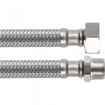 Bouté flexible 30 cm, diamètre 13 mm, fileté mâle/femelle 20×27 – Argent