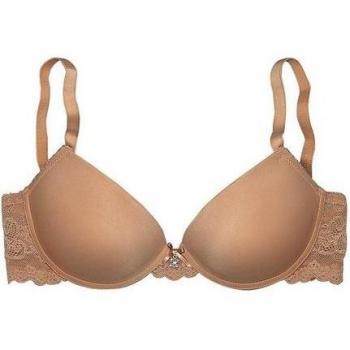 Damen-BH Lascana 80B Push‑Up in Braun – Spitzenrücken