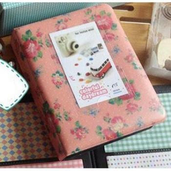 Boîte de rangement 64 pochettes roses, style retro pour Fujifilm Instax Mini