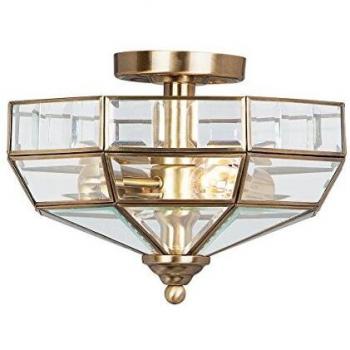 Edwardian Park Semi-Flush Ceiling Light in Antique Brass