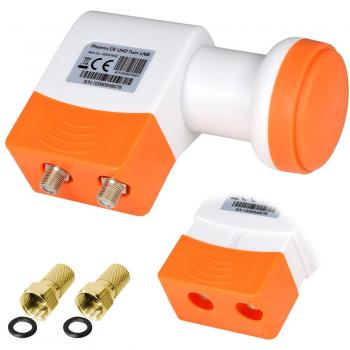 TechniSat Dual‑LNB Digital – 2x F-Stecker, vergoldet, inkl. Phoenix CE & Wetterschutz