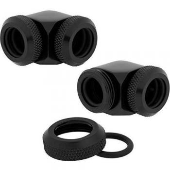 Corsair Hydro X Series XF Hardline 90 Degree Angled Black Fittings Twin Pack