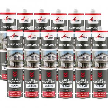 Joint étanche à l’acrylique Arcane 300 ml, pack 12 pièces – Blanc