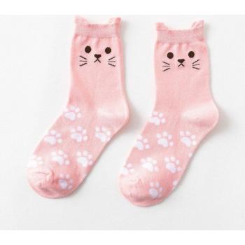 Kawaii Women's Tube Socks with Cat Paw Design