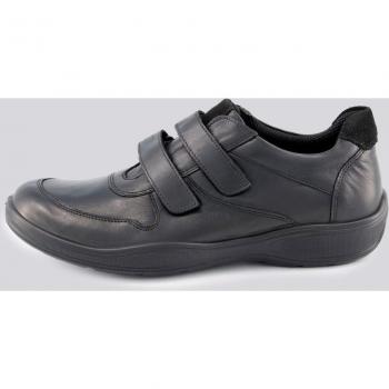 Black Leather Velcro Slip-Ons for Men, Plus Size 10.5, JP1880