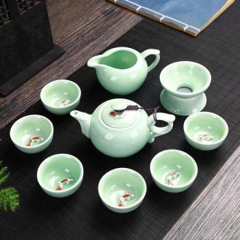 Celadon Ceramics Kung Fu Tea Set with Fish Cup
