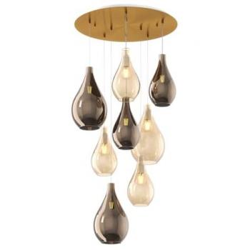Top-Light Tondo Ottone Satina con Vetri Colorati (5 piccoli + 3 medi)