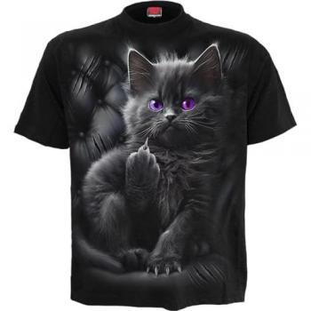 T-Shirt Spiral Cattitude Gothic Unisex Nero Taglie S a 4XL