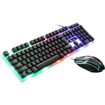 Paquete de teclado y ratón con cable USB, teclado con iluminación LED colorida para PC, ideal para el hogar y la oficina