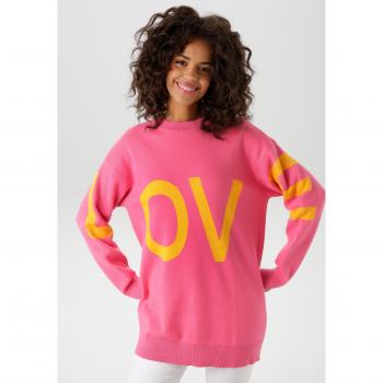 Aniston Casual Damenpullover „LOVE“ – Rundhals, 40, pink/hellorange