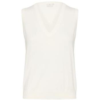 Women's Off-White V-Neck Knit Vest by KAFFE Lizza – Small