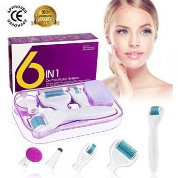 Winpok Dermaroller, Kit Dermaroller 6 in 1, 12/300/720/1200 Aghi, Set Professionale per la Cura della Pelle, Antietà e Smagliature (Blu)