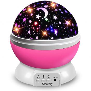 Unique Lamp for Children Pink Star and Moon Projection Lamp