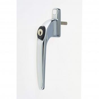 UPVC Window Handle with Key Lock, White/Chrome