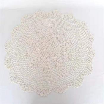 Natural Burlap Knit Lace Blanket