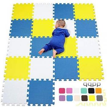 Tapis de sol en mousse EVA pour les tapis de jeu d'enfant, 18 tuiles (30 x 30 x 1 cm), trio de couleurs vives