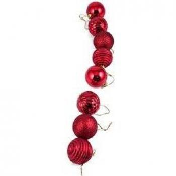 Tubo decorativo con 8 bolas rojas para árbol, 4 estilos, Ø 6 cm