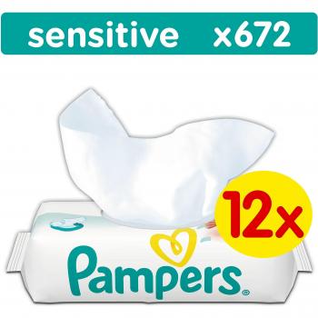 Pampers, Salviette umidificate Sensitive, 12 confezioni da 56 pz