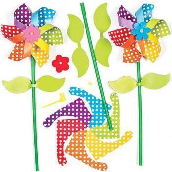 Rainbow Flower Windmill Arts and Crafts Kits (Pack of 6)