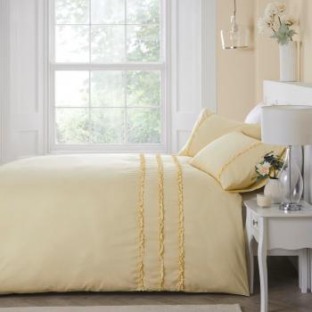Serene 'Felicia Frill' Yellow Duvet Cover Set for Super-King Beds