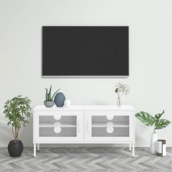 Moderner TV-Schrank Weiß 105x35x50 cm aus Stahl