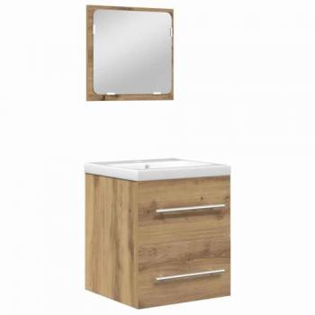 Kit de mobilier de salle de bain Chêne noir 2 pcs