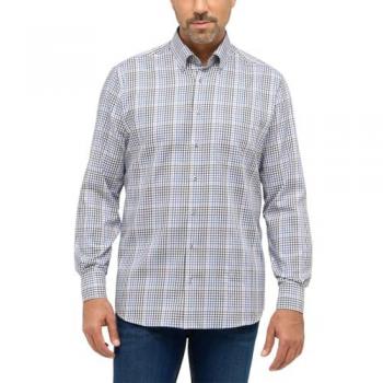 Herren Langarmhemd ETERNA MODERN FIT Denim Karo, Größe 45