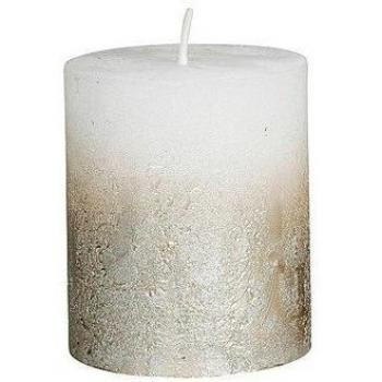 Kerze Bolsius Ø 6,8 x 8 cm rustikal metallic weiß-silber