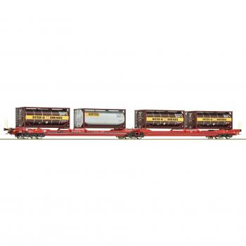 Bertschi Wagon Plat Double avec 3 Bogies