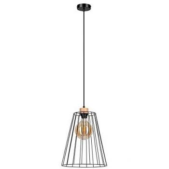 Chêne Huilé Lampe Suspendue Swan Métal PVC Noir