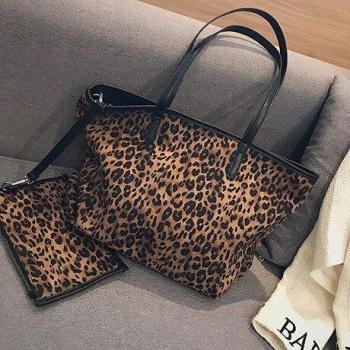 Super Large Leopard Print Clutch Bag for Women