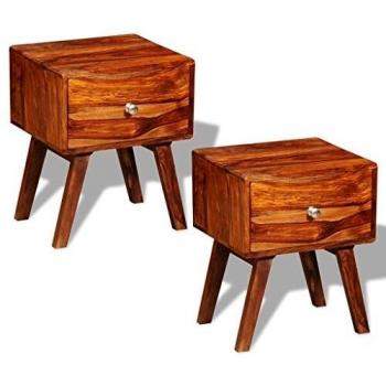 Retro Bedside Storage Cabinet in Sheesham Wood (VidaXL)