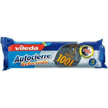 Vileda Ecobag Bolsas de Basura Reforzadas, 100L, Paquete de 10, Verde, Dimensiones 82x95 cm