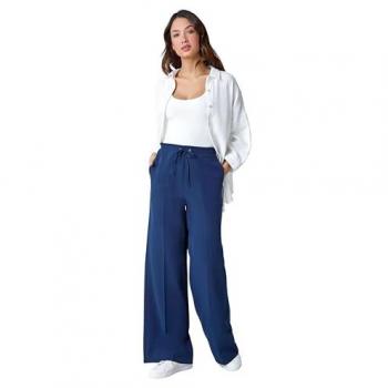 Wide Leg Tie Front Stretch Trousers for Women