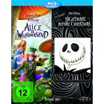 Boîte Tim Burton – Deux films – 3 disques : Alice dans le pays des merveilles et Nightmare Before Christmas (Blu‑ray)