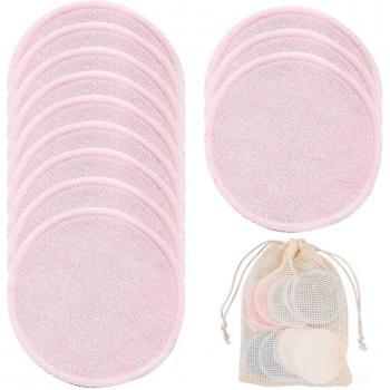 Tampons réutilisables en coton, 12 pièces, avec éponge démaquillante
