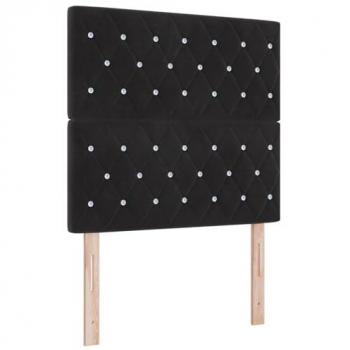 Cama de Terciopelo Negro con Colchón 90x190