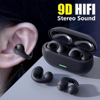 Auricolari Sportivi Bluetooth Clip-On HiFi Stereo Impermeabili Neri