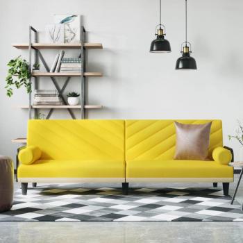 VidaXL Schlafsofa mit Armlehnen in Hellgelb aus Stoff