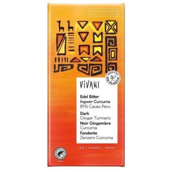 Vivani Chocolate Negro Superior 89% Perú Jengibre Cúrcuma