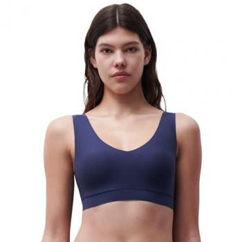 Blue SoftStretch V‑Neck Jersey Crop Top (Size 12‑14)