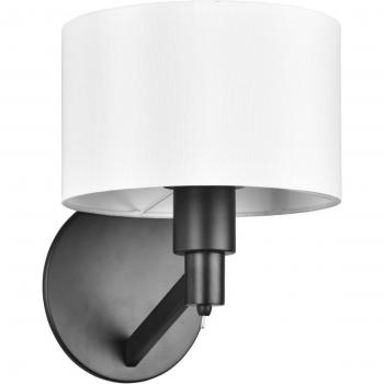 Applique Cassio in Metallo Nero con Paralume Bianco e Interruttore, H. 27,9 cm, FLEXconnect