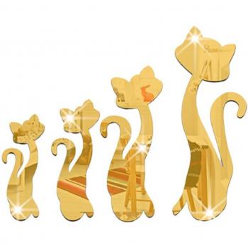 4 Pcs Cute Cat Acrylic Wall Stickers