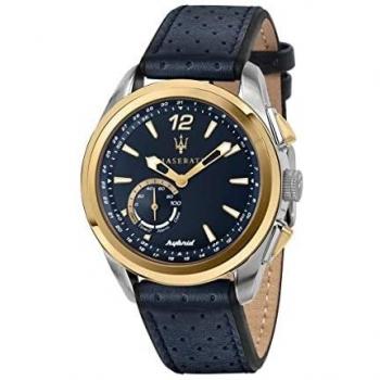 Maserati Traguardo Hybrid Smartwatch with Blue Leather Strap